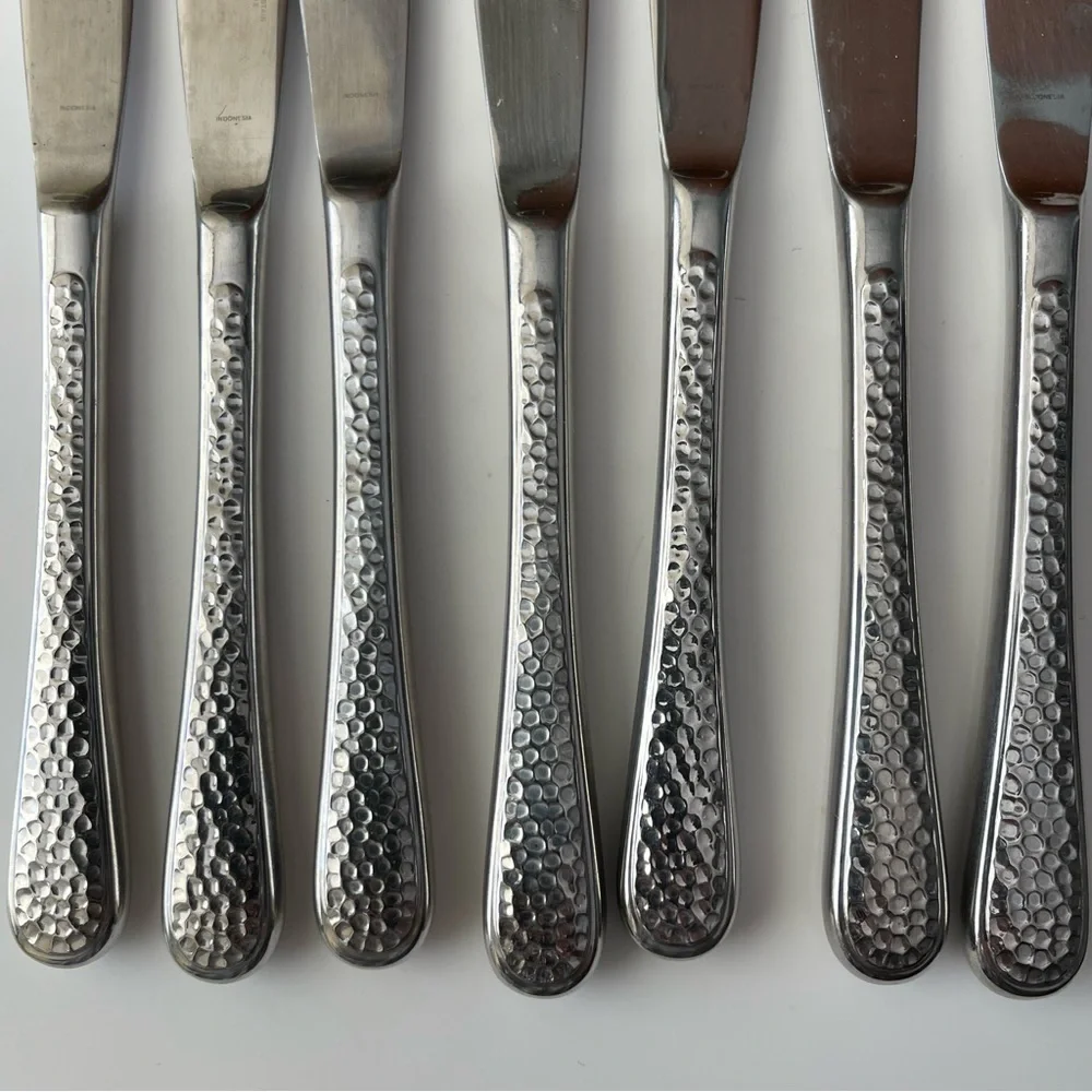 JA‎ Henckles Wellington Stainless Flatware Dinner Knife Hammered Handle 7 Pieces